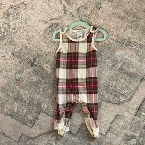 Hanna Andersson Plaid Baby Romper with Cream Trim